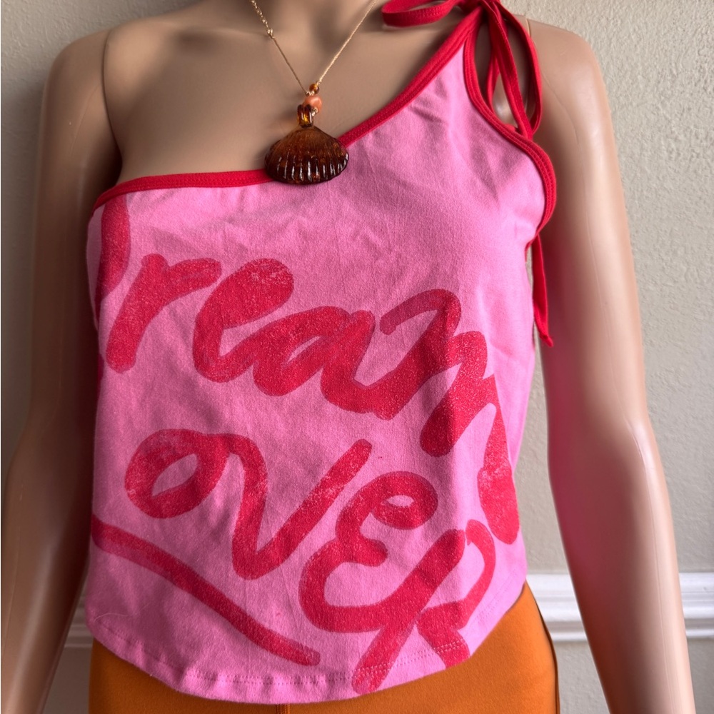 Urban outfitters large nwot Pink Asymmetrical Strap Top - Picture 5 of 6